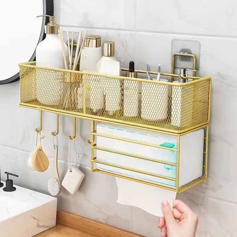 

Bathroom Accessories Storage Shelf Bathroom Organizer Simple Suspended Basket Organizer and Storage Wall Shelf