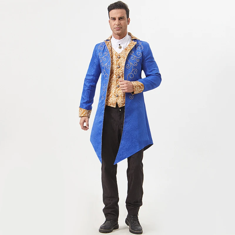 معطف رجالي على الطراز القوطي الشرير لعام 2025 للحفلات على الطراز الفيكتوري Steampunk |   خليط التطريز الرائع |   زي الهالوين التنكري