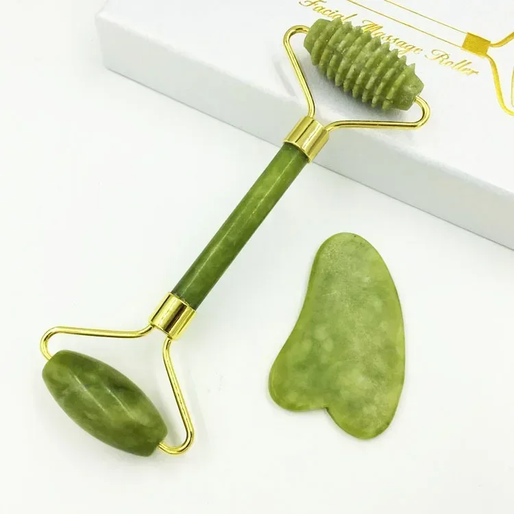 Jade Roller and Gua Sha set Spa Grade Face Massager 100% Authentic Stone Reduces Puffiness Wrinkles Reveals Face Skin Care Tools