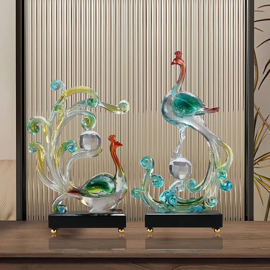 Resin Pair Phoenix Figurine-Home Decoration Ornament Business & Housewarming Gift