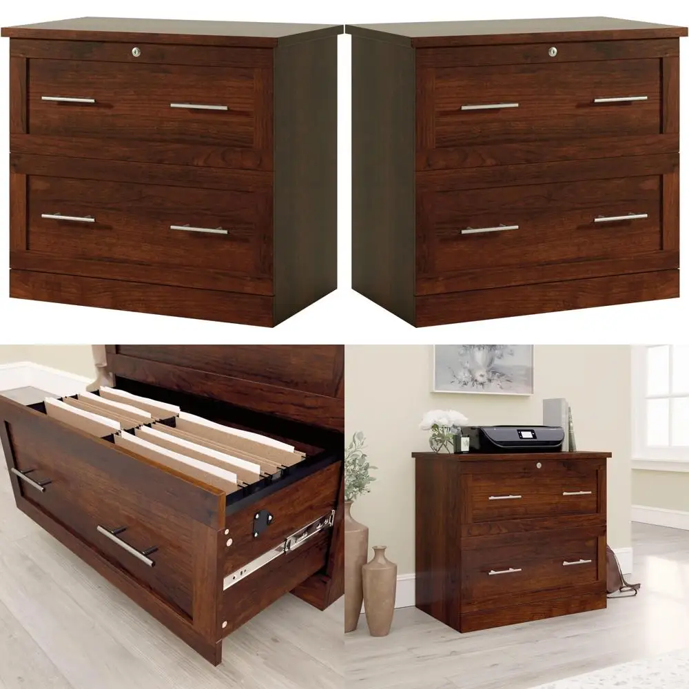 29.5 Wide x 18.5 Deep Cherry Lateral 2-Drawer File Cabinet