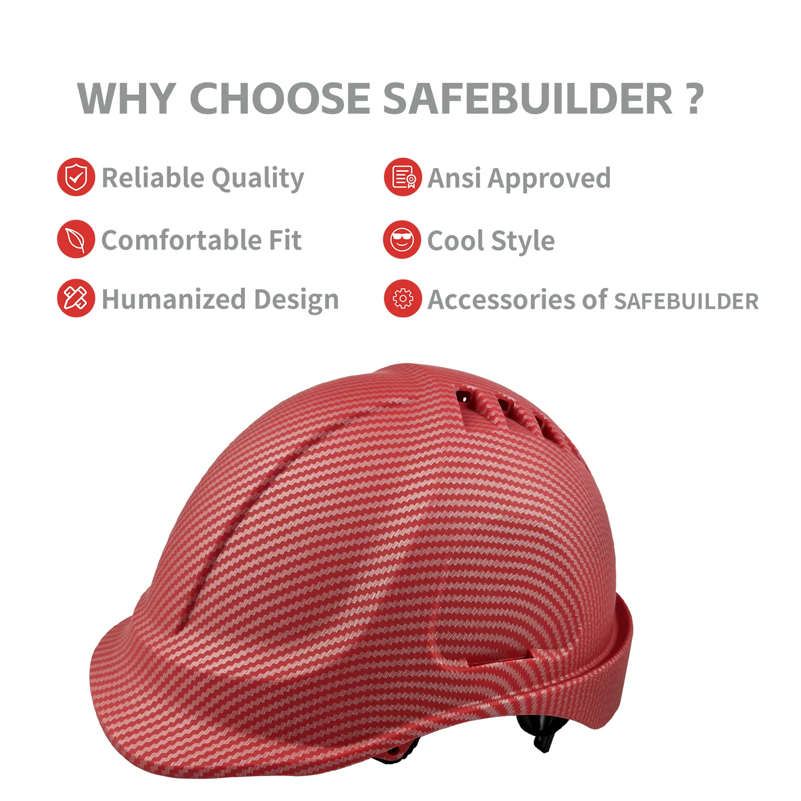 CE Safety Helmet For Engineer ABS Hard Hat For Men Lightweight Vented Industrial Work Head Protection Carbon Fiber Pattern