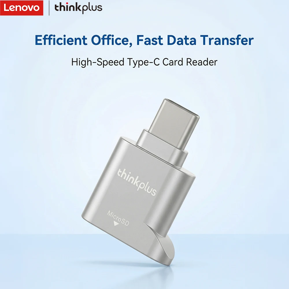 Lenovo Type-C Portable Card Reader, High Speed Data Transfer, Plug & Play, for TF Micro SD Card, Laptop Tablet Phone