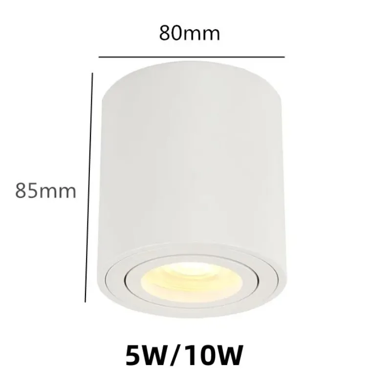 Imagem -05 - Dimmable Led Superfície Redonda Montada Downlight Cilindro Teto para Baixo Spot Light Lâmpada do Quarto Luminária Gu10 5w 10w