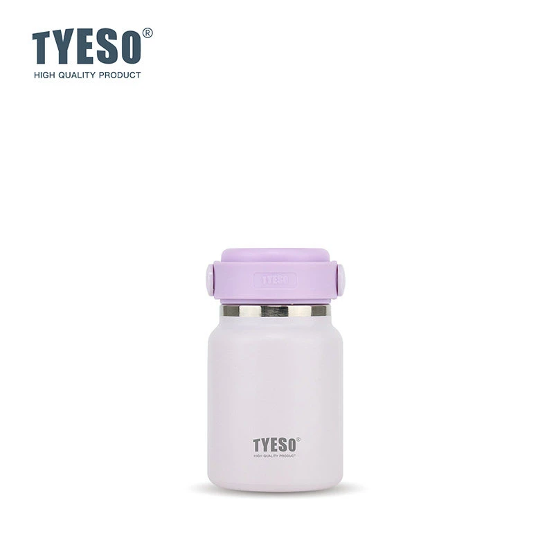 Tyeso Tiny Partable Water Bottle with Silicone Handle Durable Leak‑Proof Vacuum Flask Finish Travel Cup for Outdoor Sports Mini