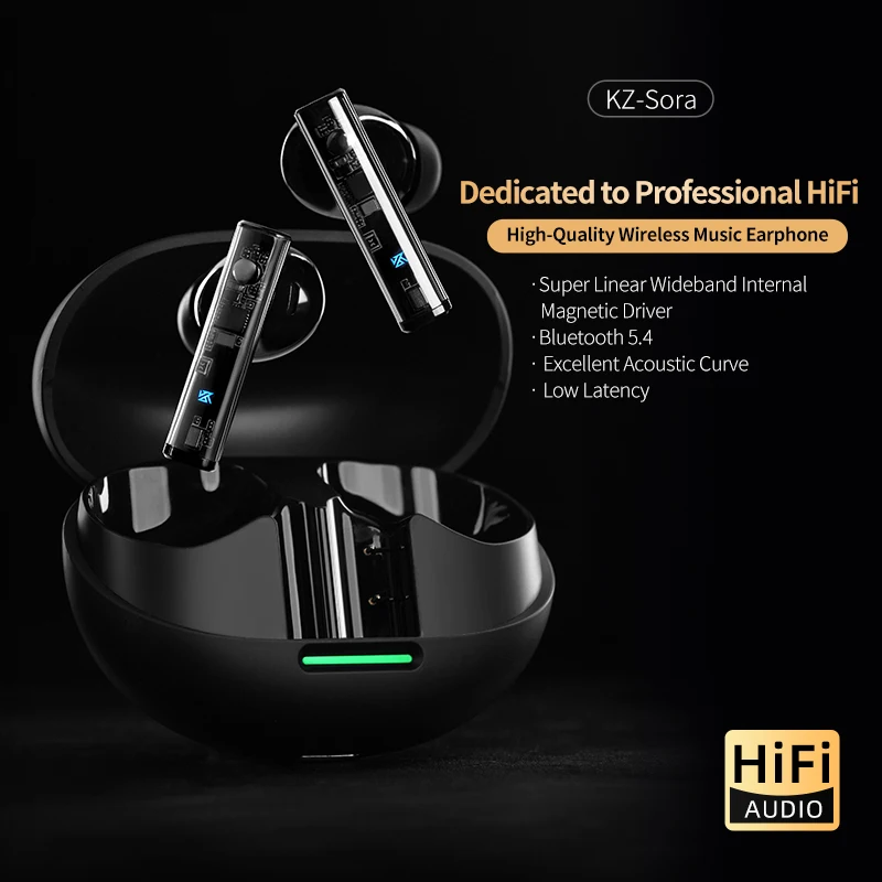 

KZ Sora Bluetooth 5.4 DSP Decoding High Quality Dual Mode True Wireless In Ear Bluetooth Earphones