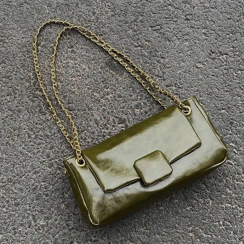 Bloom High Street Green Shoulder Bags Purse Women Leather Casual Y2k Handbag Wallet Ladies Retro Office Underarm Bag Hot Girls
