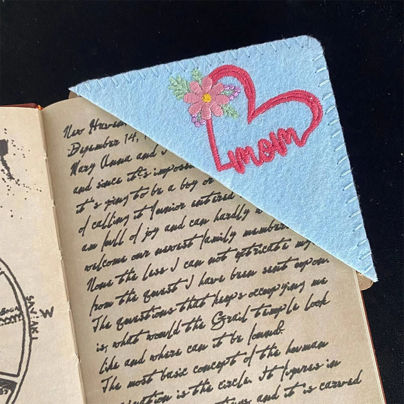 Creative Chinese Embroidery Bookmarks Elegant Felt Flower Personalized Hand Embroidered Corner Bookmark Stationery