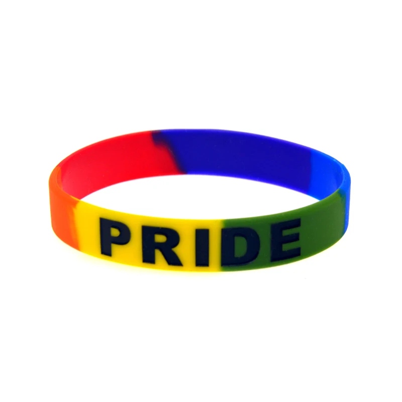 

50 шт. силиконовых браслетов Pride, разноцветные и черные, модные, шириной 1/2 дюйма, 5 стилей, унисекс
