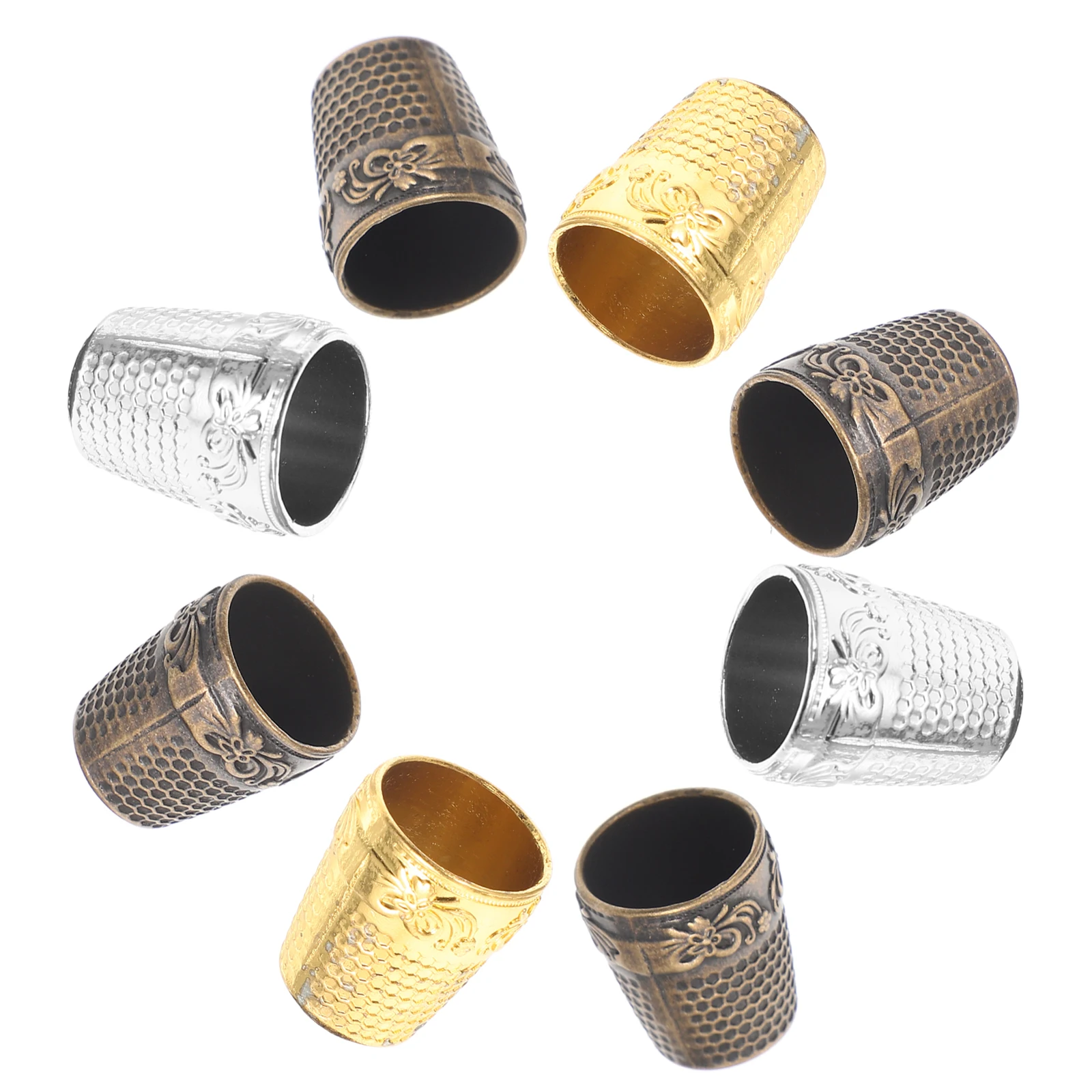 

8 Pcs Copper Thimble Finger Protectors Retro Sewing Tools Heavy Duty Quilting Accessories Embroidery DIY Color