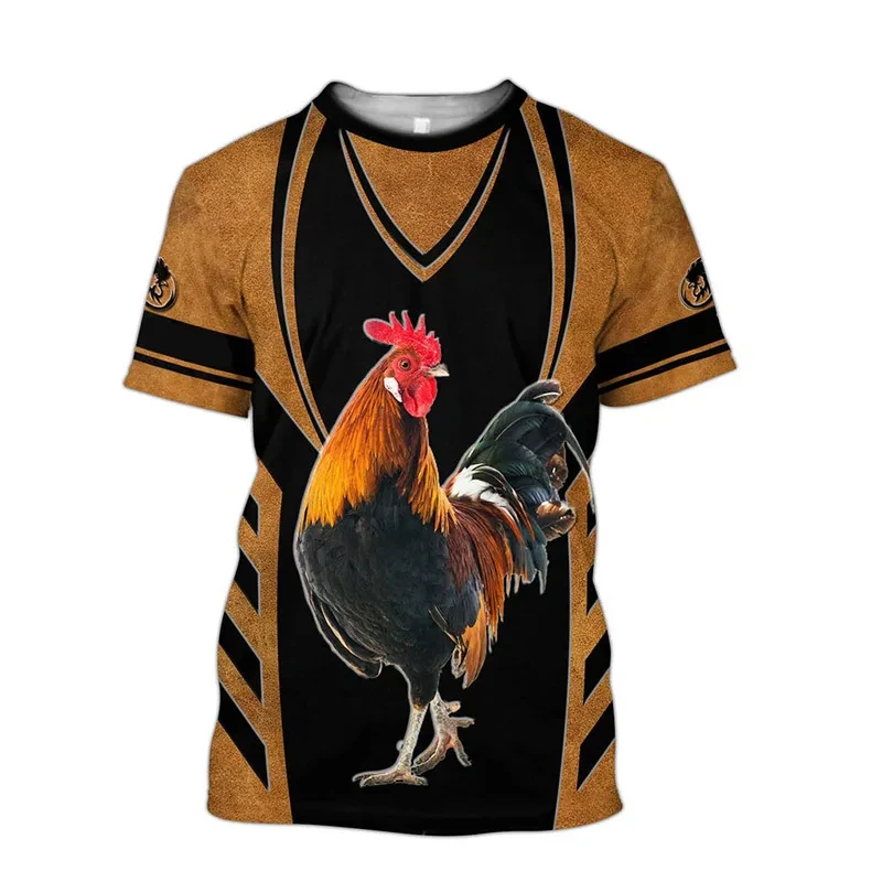 Fighting Rooster 3D Printed Summer Men\'s O-Neck T-shirt Casual Short Sleeve Oversized Pullover Fashion Streetwear Men Clothing