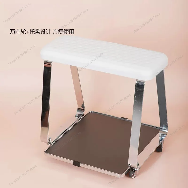 For Movable Foot Bath Pedicure Stool Comfortable Leather Foot Pillow Hand Pillow Pad with Storage Tray for Nail Art and Beauty