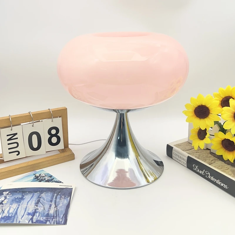 Murano Glass Table Lamp Fresh Fruit Round Bedside Light 3 Color Temp Bedroom Study Decor image 3