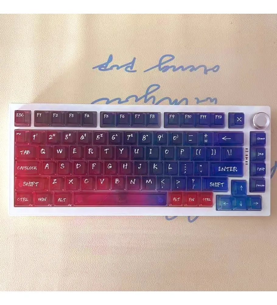 Neon new personalized PBT full color fog transparent keycap gradual change DIY customized adaptation 68 keys 87 keys 108 keys