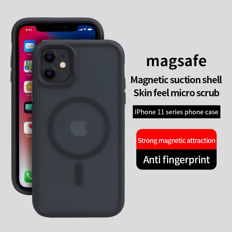 

Magnetic Luxury Matte Translucent Armor Shockproof Case For iPhone 11 11Pro 11ProMax For Magsafe Wireless Charge Cover