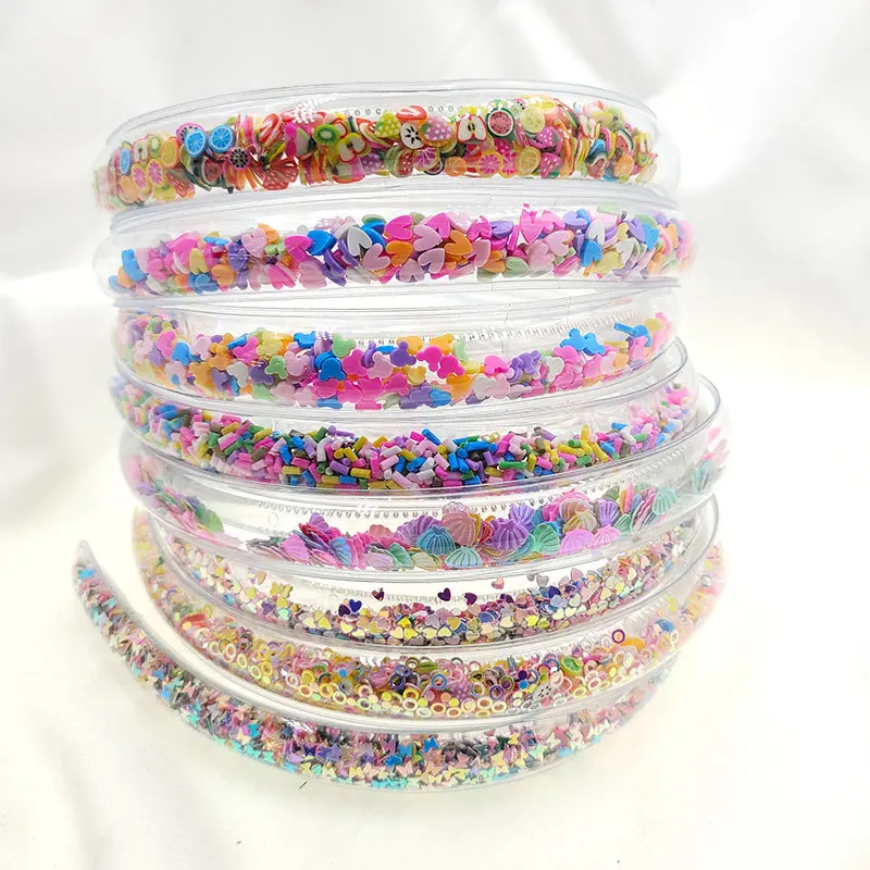 Nieuwe Quicksand Hoofdband Kinderen Transparante Pvc Sequin Shell Fruit Cartoon Meisje Bezel Hoepel Haaraccessoires