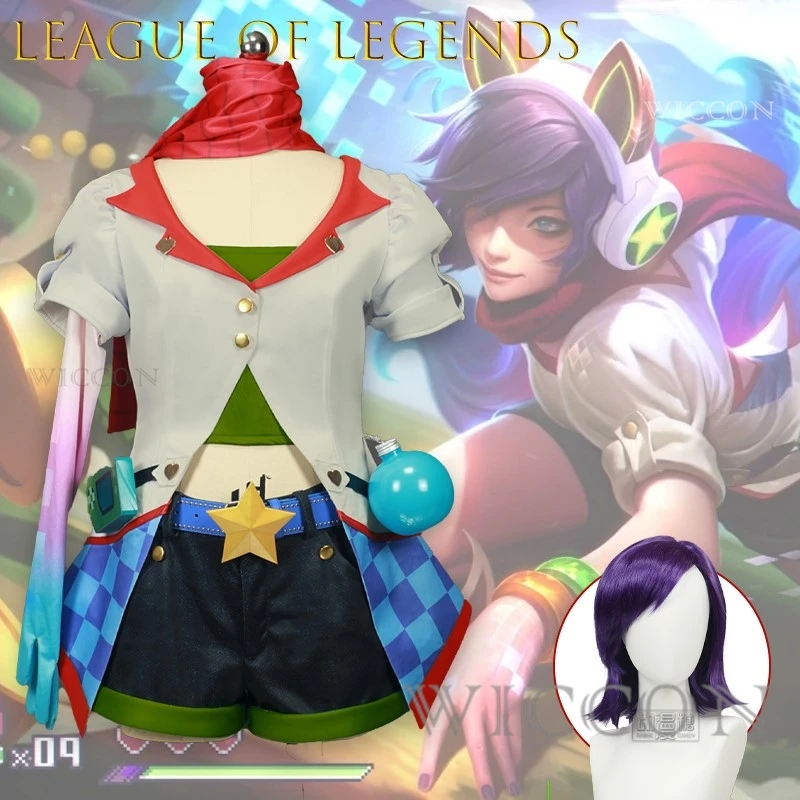 Lol Arcade Ahri Косплей Полный комплект с париком и обувью Аниме Карнавал Comic Con Опора Хэллоуин