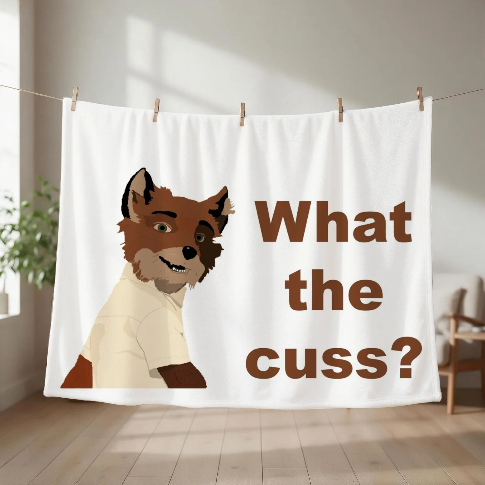 Fantastic Mr Fox - What The Cuss? Throw Blanket couch cozy soft plush fuzzy picnic outdoor blanket