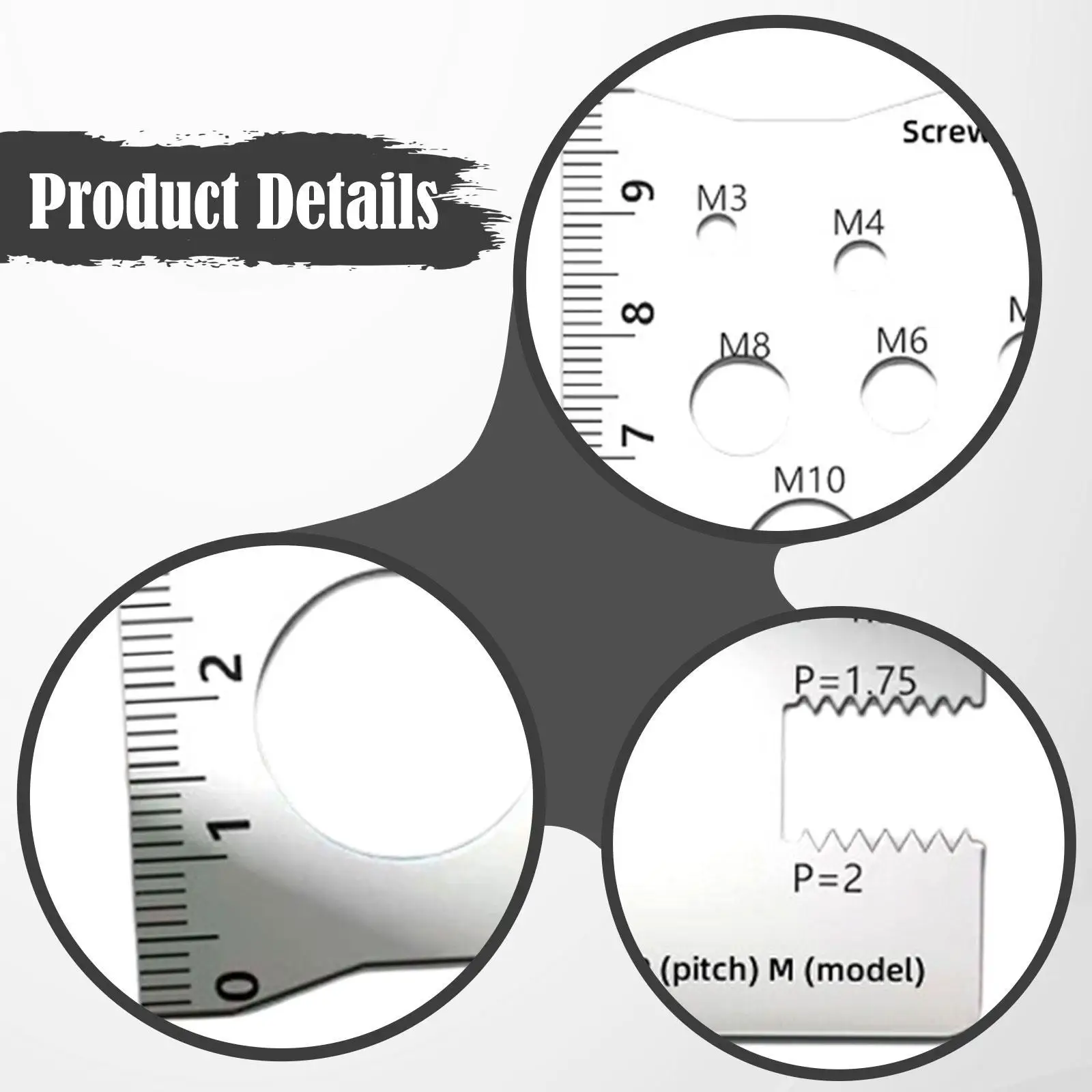 Nut and Bolt Thread Checker Screw Identifier Gauge Board Sizing Tool Screw Size Chart Auto Repairers Stainless Steel Portable