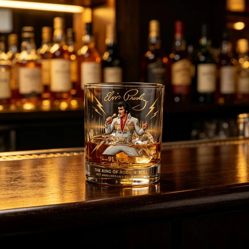 Vintage Rock‑Roll Style Whiskey Tumbler, Lead‑Free Old Fashioned Glass Cup, Bar Table Drinkware, Collector Souvenir Gift