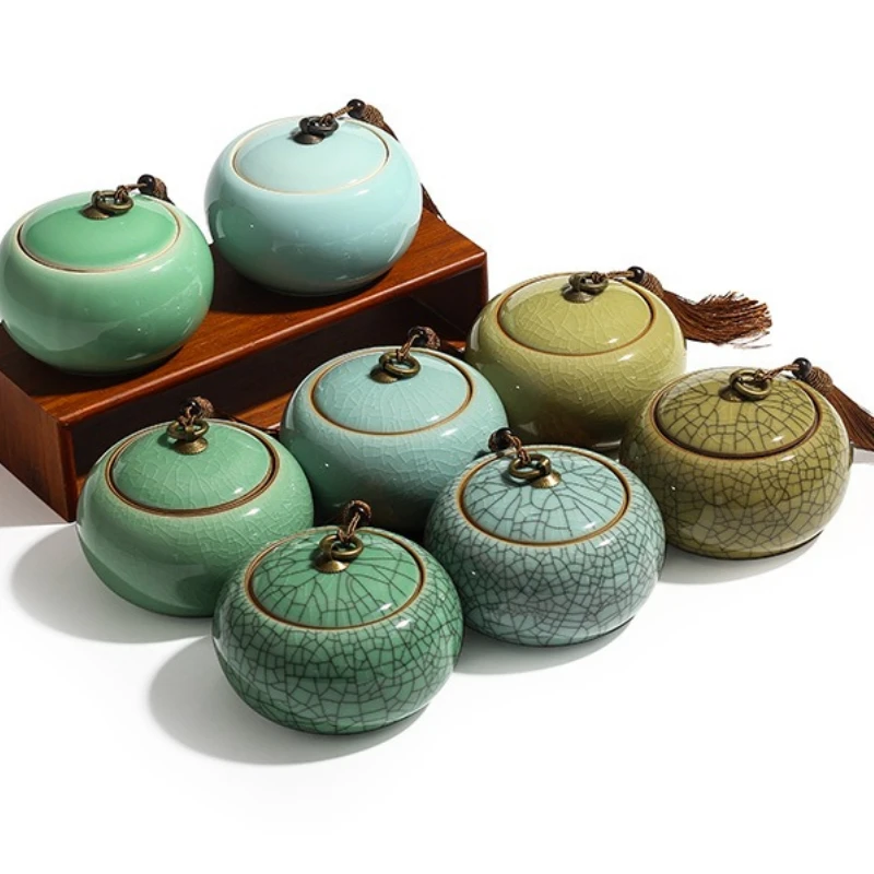 

Creative Retro Ceramic Tea Coffee Sugar Storage Jar Sealed Moisture Resistant Home Nut Box Container Gift Home Decoration New