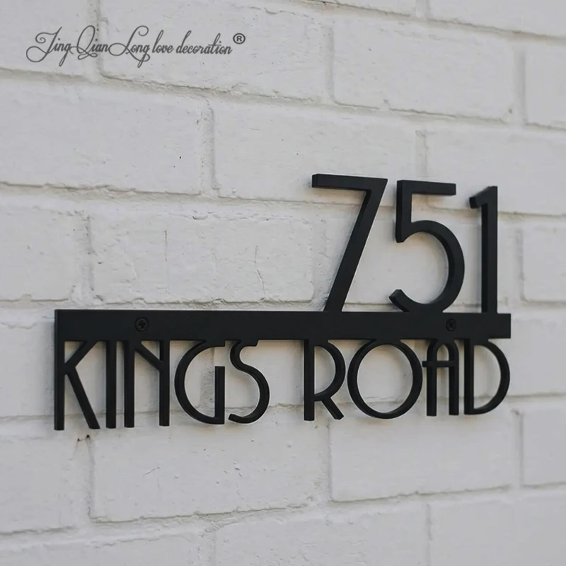 Custom Wooden House Number Sign Modern  Address Plaque For Luxury Home Exterior