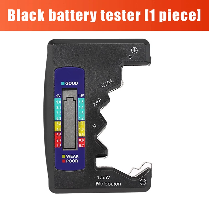 New Black Portable Battery Capacity Indicator Compact Size Lithium Battery Level Tester Digital Display Battery Voltage Meter