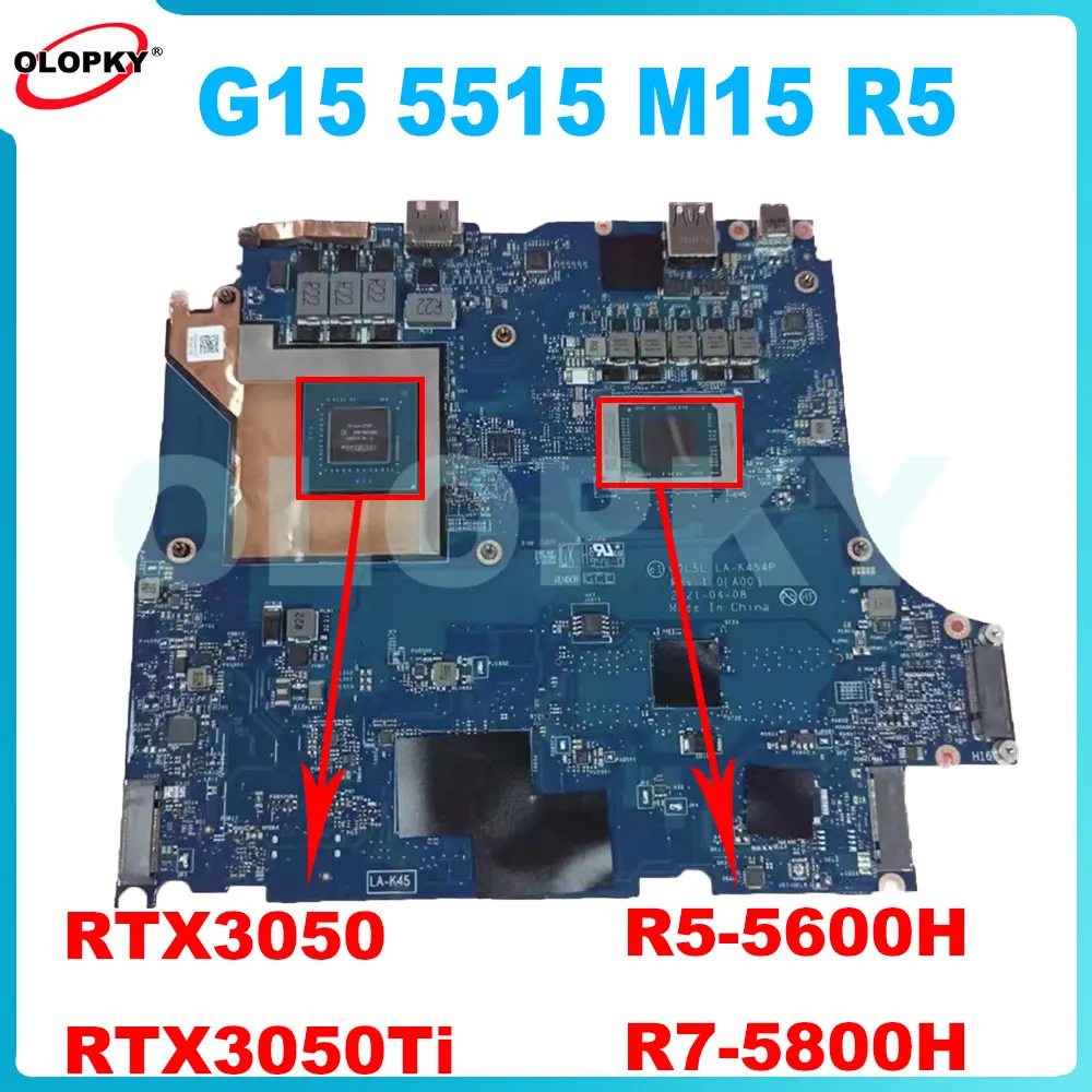 

GDL5L LA-K454P motherboard for G15 5515 M15 R5 laptop motherboard with R5-5600H R7-5800H CPU RTX3050 RTX3050Ti GPU CN-00VT1V