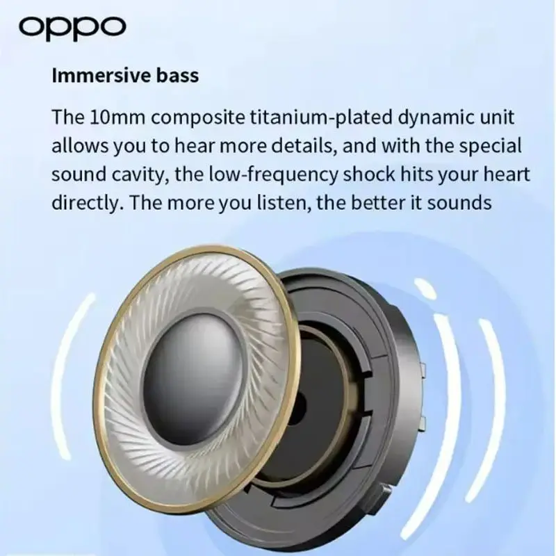 سماعات أذن لاسلكية أصلية من Oppo Enco Air3i - حافظة مفتوحة وعمر بطارية طويل مريح للارتداء