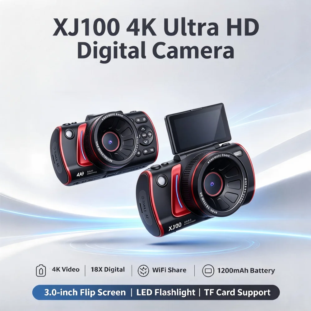 4K Mirrorless Digital Camera with Flip Screen,64MP,AF,18X Zoom –Ideal for Outdoor Vlogging,Students,and CCD-Style Photography