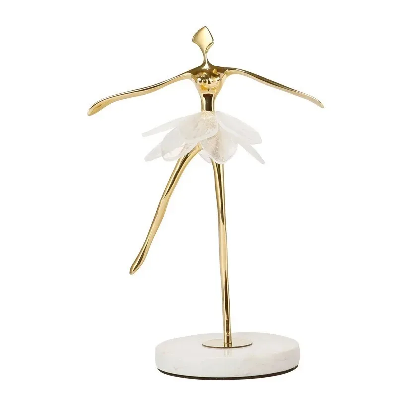 

New ornaments Light luxury creative pure copper natural crystal ornaments Ballet children's living room