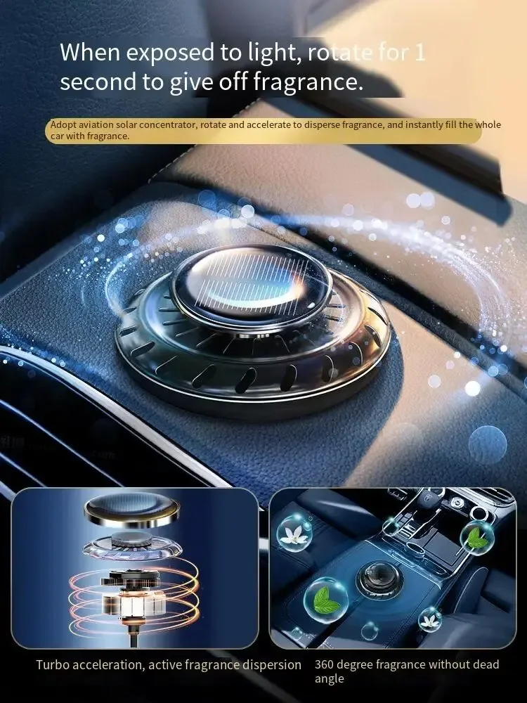 Solar Car Perfume Center Console Decoration UFO Fragrance Light Sense Rotary Fragrance Decoration Vehicle Air Purifier Supplies