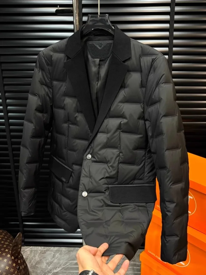

High Quali Men's Casual down Suit Autumn Winter New Arrival Comfortable Faionable Busin Sle Stand Fit Long Sve