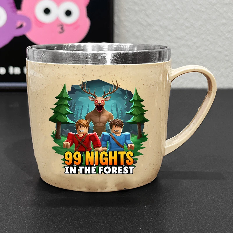 99 notti nella foreste Tazze d'acqua in acciaio inossidabile Stampa di cartoni animati Tazze da caffè per latte Tazza da bere per spazzolino da denti per la casa carina Regalo per ragazzi