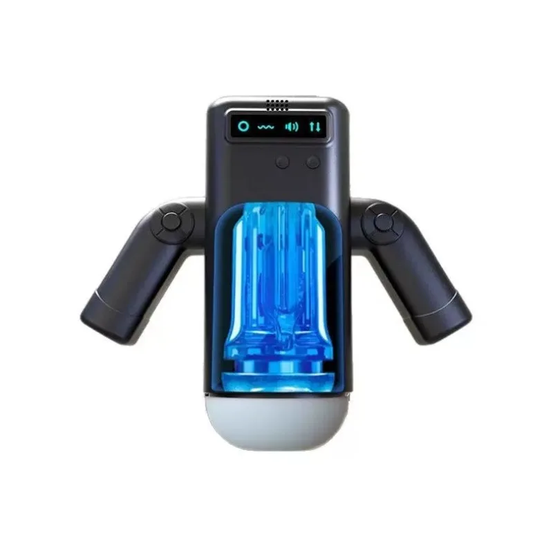 Robot Male Masturbator Sex Toys for Men Penis Pump Rotating Vibrating Sucking Dual Handle Free Pocket Pussy Sex Machine