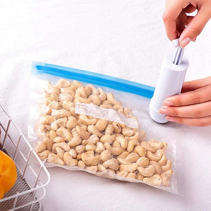 5PCS/10PCS Kitchen Food Saver Vacuum Bag Reusable Food Air Vacuum Compressed Bag Ziplock Freezer Bags Kitchen Organizers