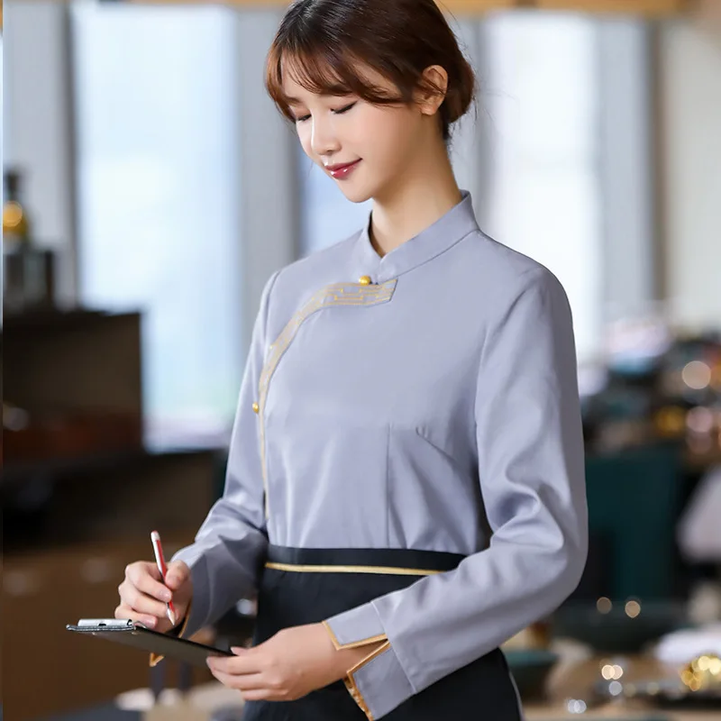 Hot Pot restaurante camarero uniforme de trabajo Top Catering casa de té Hotel restaurante personal de entrega de alimentos Otoño Invierno manga larga Wor