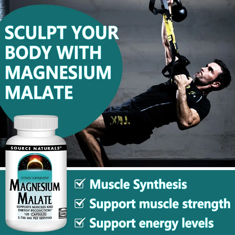 Magnesium Malate 3750 Mg Supplement Supports Muscle Function, Health and Energy Production