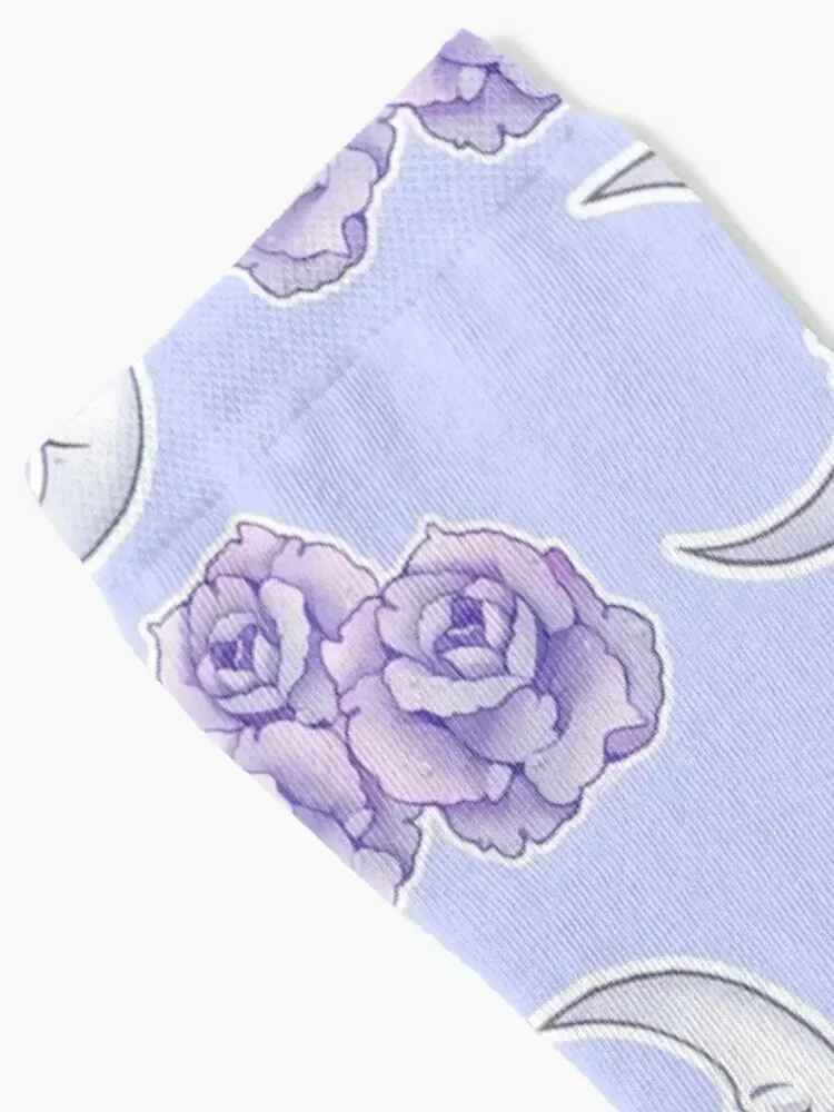 Conjunto de calcetines de lunas y rosas azules, calcetines nuevos de anime golf para hombres y mujeres, calcetines deportivos térmicos de invierno con punta, calcetines de colores para niñas y hombres