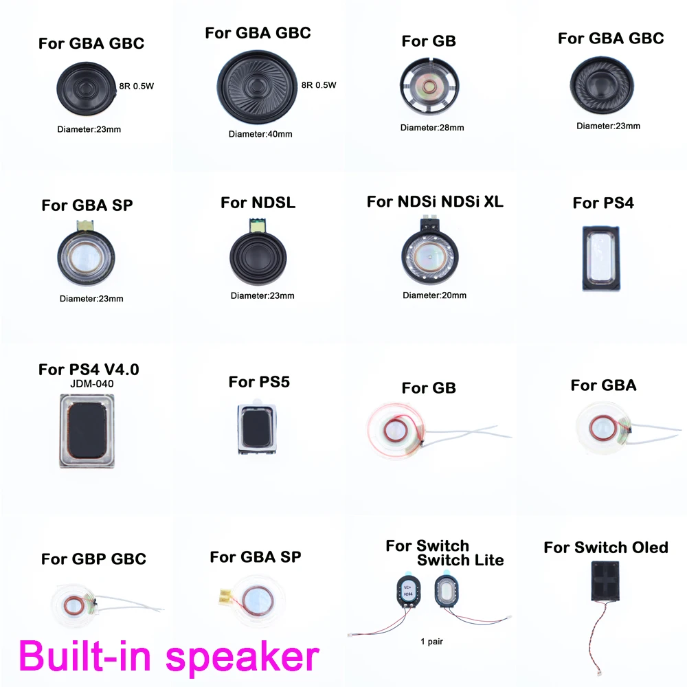2PCS Inner Loudspeaker Accessories for GB/GBC/GBA SP/GBP/NDSL/NDSi XL/PS4 PS5/Switch Lite/OLED Controller Built-in Speaker