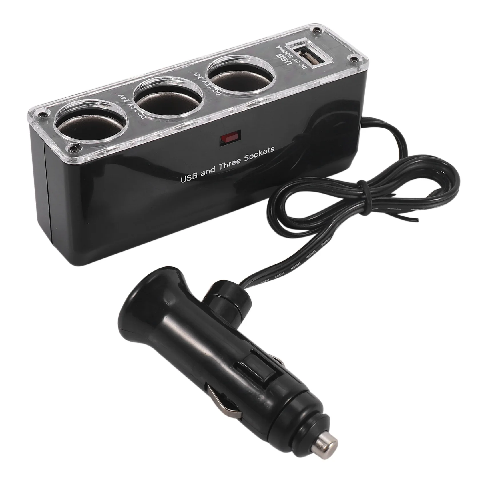 3 WAY MULTI SOCKET CAR LIGHTER SPLITTER USB PLUG CHARGER DC 12V/24V Triple ADAPTER With USB