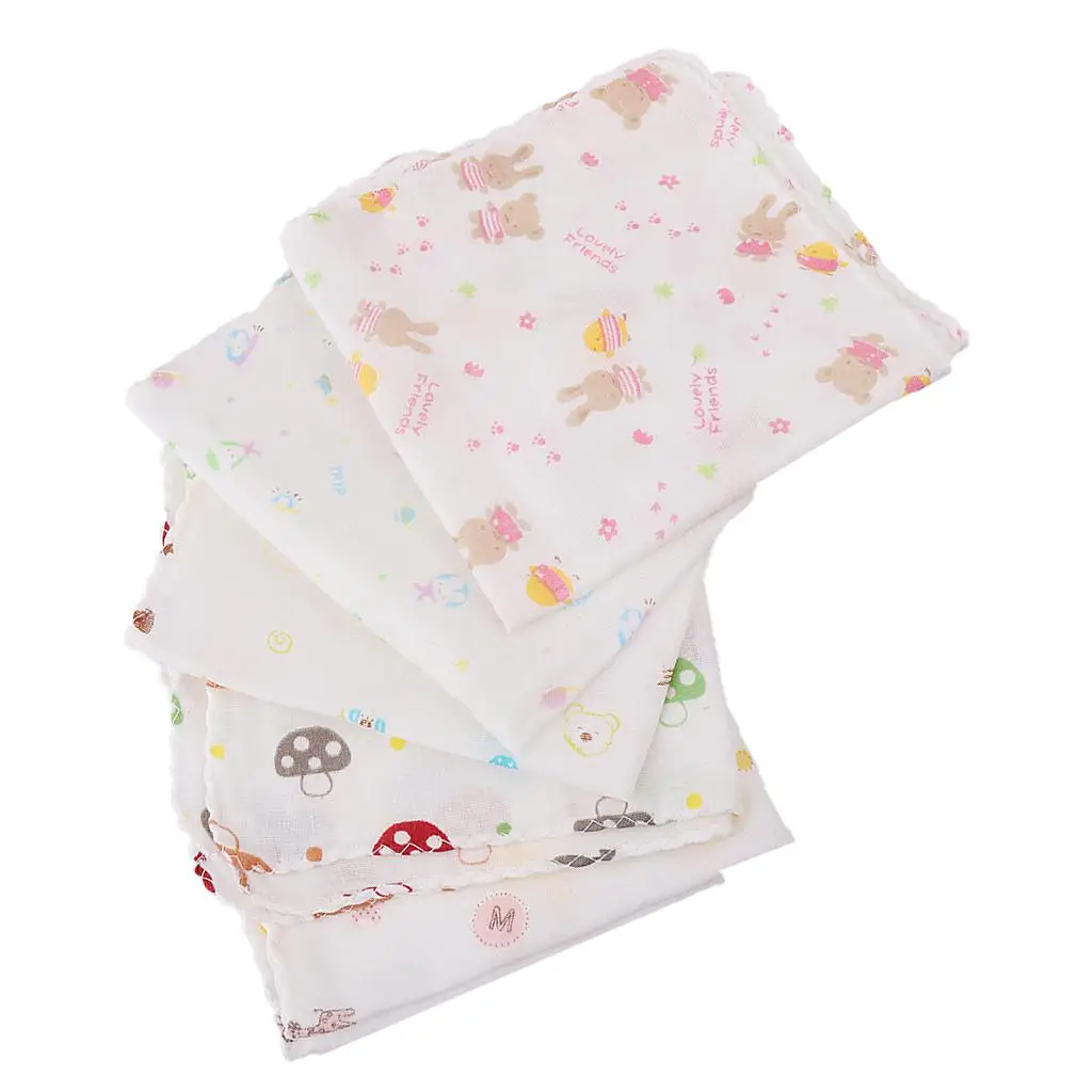 5pcs Thin Towel Handkerchief Gauze Nursing Towel Square Yarn