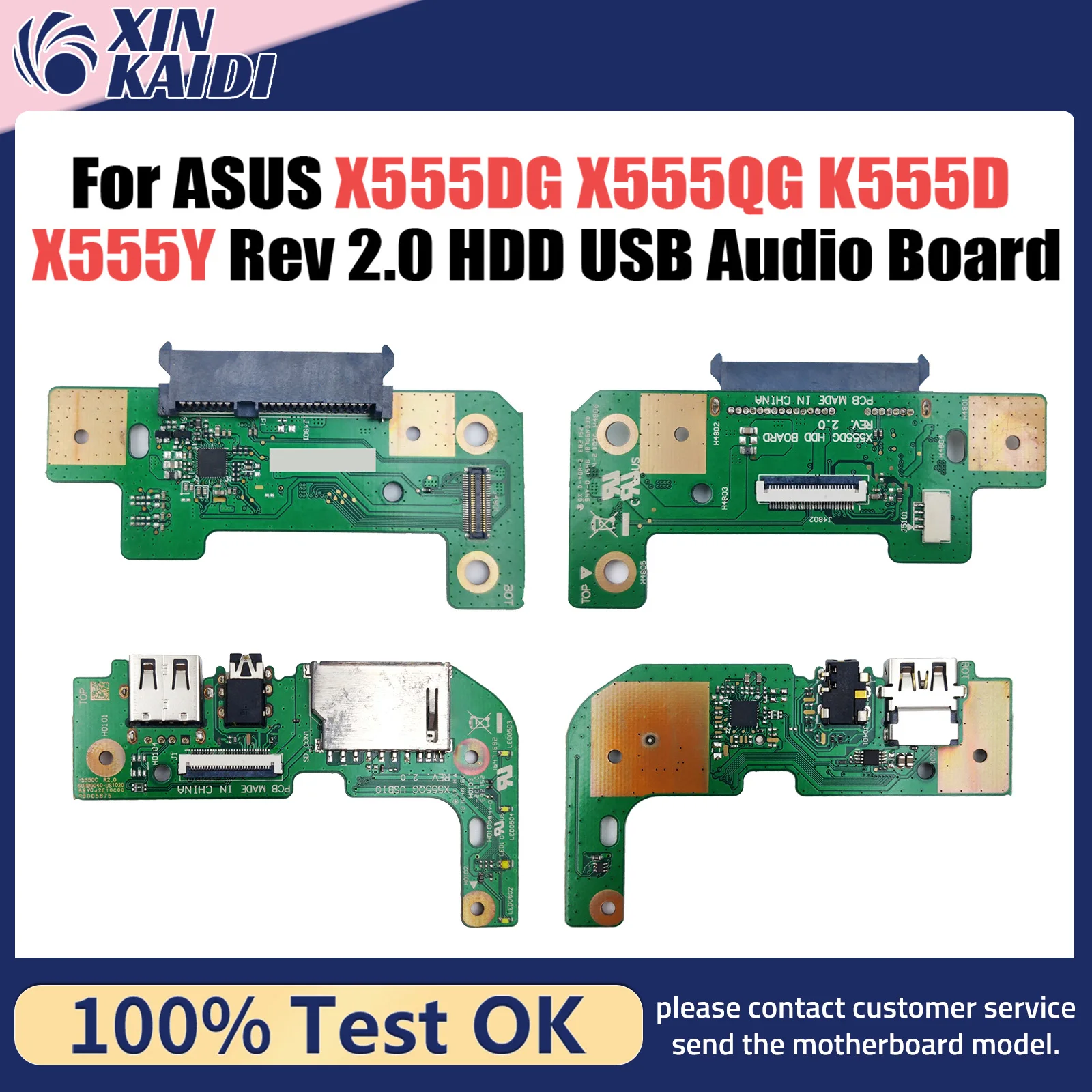 

X555Y USB Audio Board For Asus X555DG X555QG Series HDD Hard Disk Drive Board K555D X555B REV:2.0 100% Tested Fast Ship