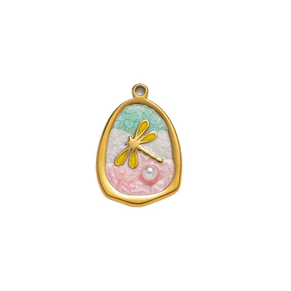 5 قطعة الفولاذ المقاوم للصدأ المينا اليعسوب تقليد اللؤلؤ Charms قلادة DIY بها بنفسك القلائد سوار مستلزمات صناعة المجوهرات الحرف اليدوية