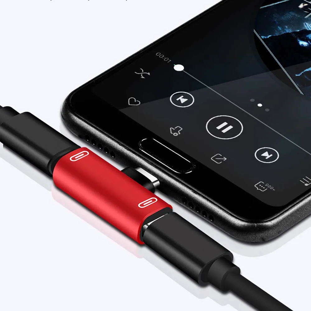 USB C 분배기 C타입 수-듀얼 C타입 암 헤드폰 충전기 어댑터, 분배기 변환기, 2 in 1