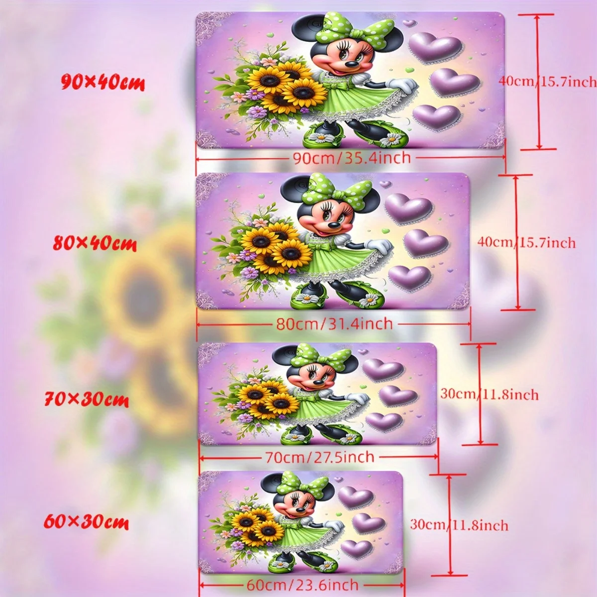 1pc Disney officieel gelicentieerde Minnie Mouse XXL grote bureaumat en gamingoppervlak - antislip rubberen basis, Minnie Mouse met Mickey