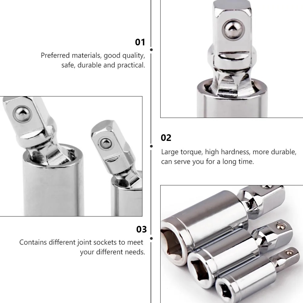 

3 Pcs Universal Joint Sockets Durable Repairing Swivel Extension Joints Socket Grip Adapter H Tools Industrial Equipment