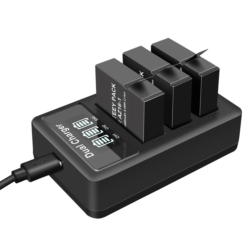 شواحن USB AZ16-1 ملحقات الكاميرا AZ16-2 شاحن كاميرا LCD USB لشاومي Yi II yi 4k 4k + Xiaoyi Yi Lite YI 360 VR Action