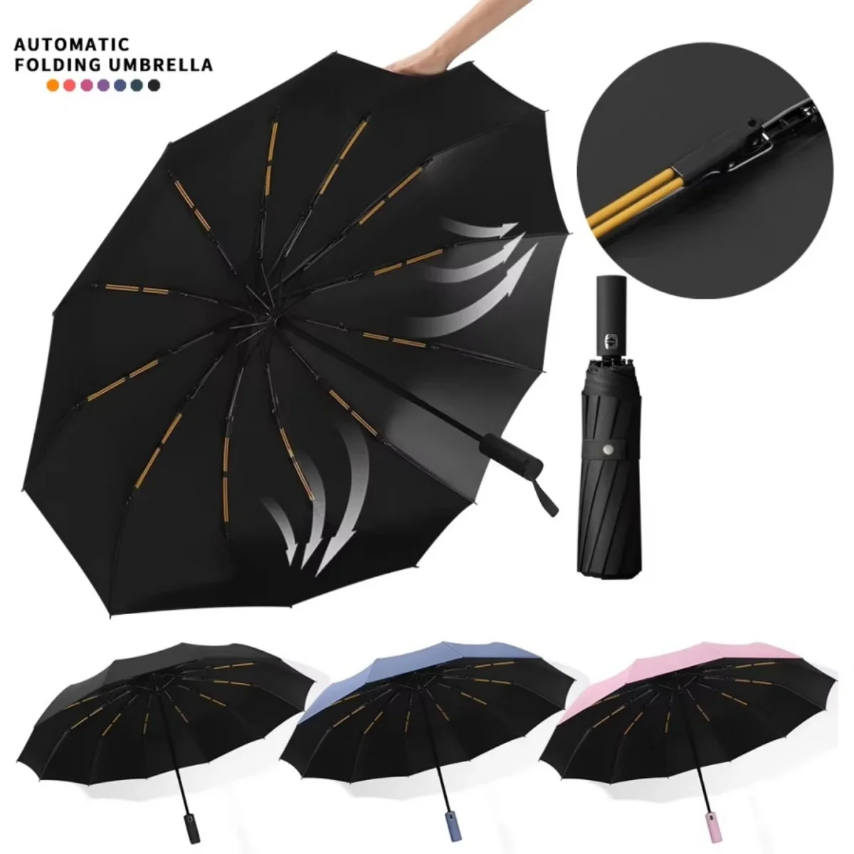 2-3 men's umbrella for wind resistance rain-proof large size 24K 106cm diameter sunny umbrella folding full-automatic umbrella