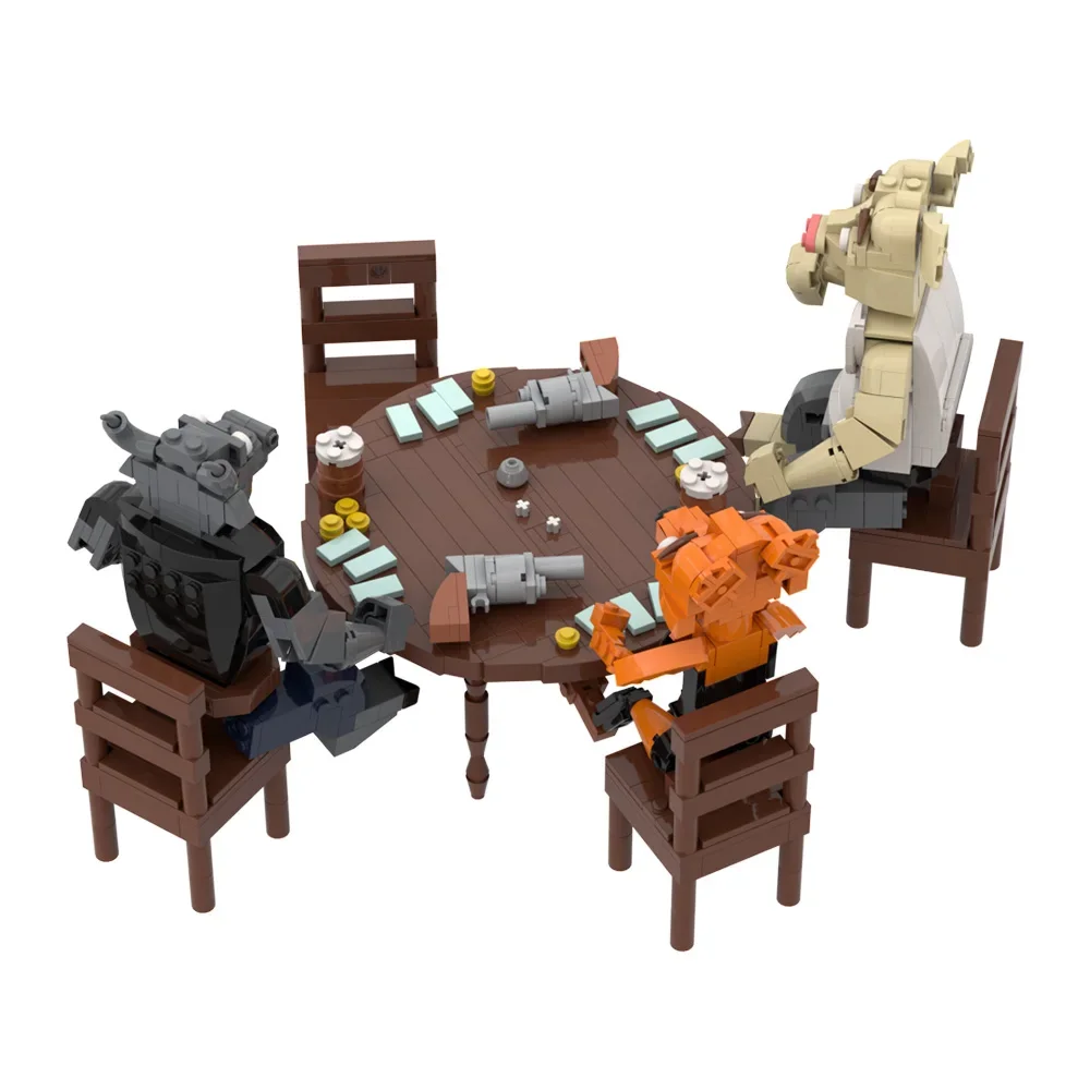 Gobricks moc mentiroso bar tijolos modelo tauren porco cabeça homem cartão revólver jogo criativo blocos de construção diy montagem brinquedos presentes